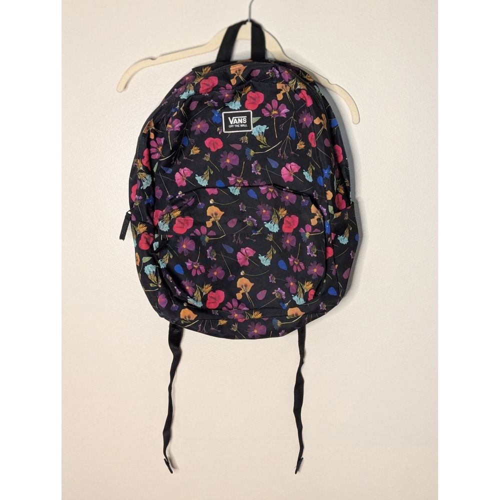 Vans Off The Wall Realm Backpack Black Wildflower Floral Print School Bag